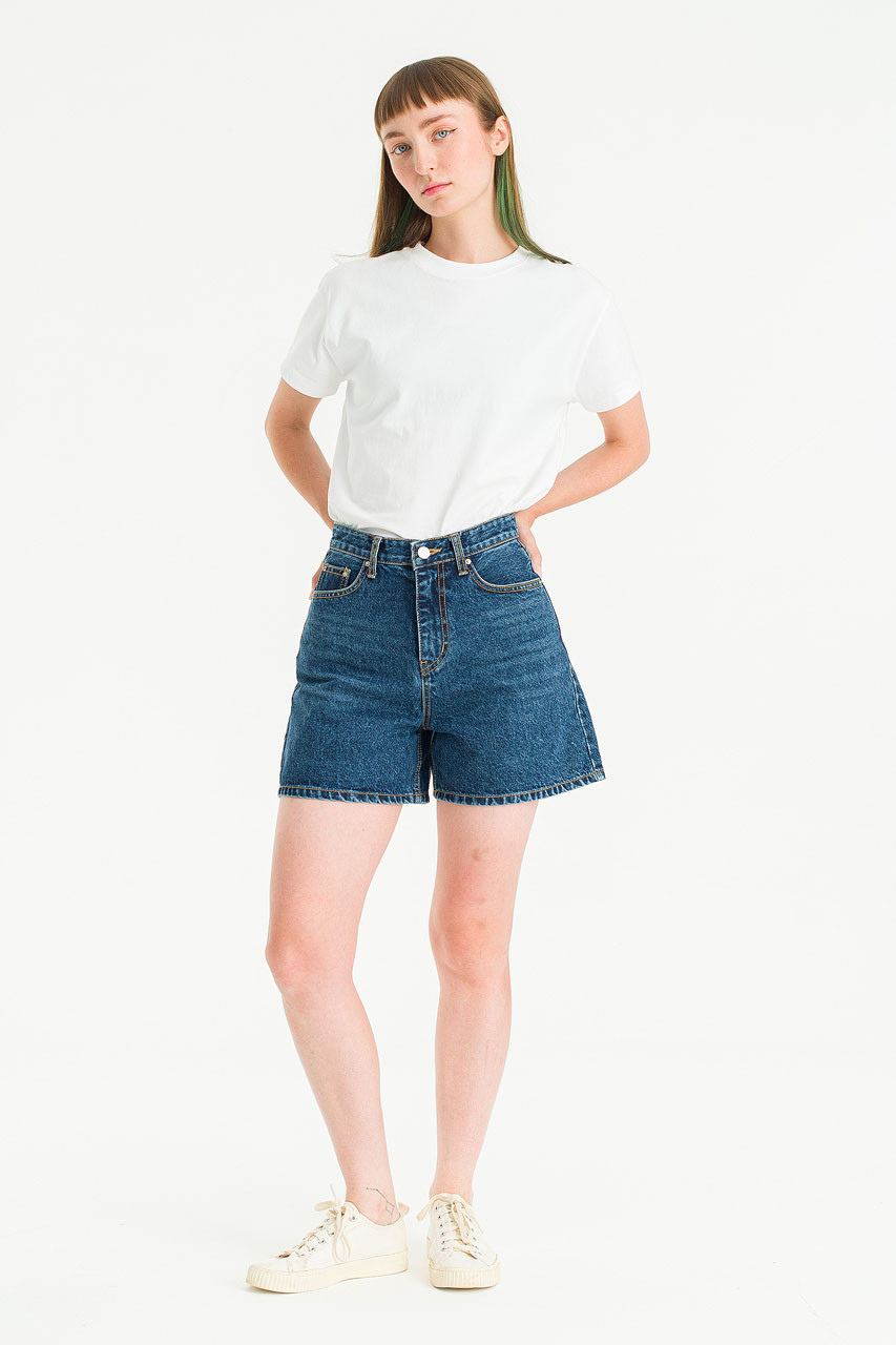 Outline Denim Shorts, Mid Blue