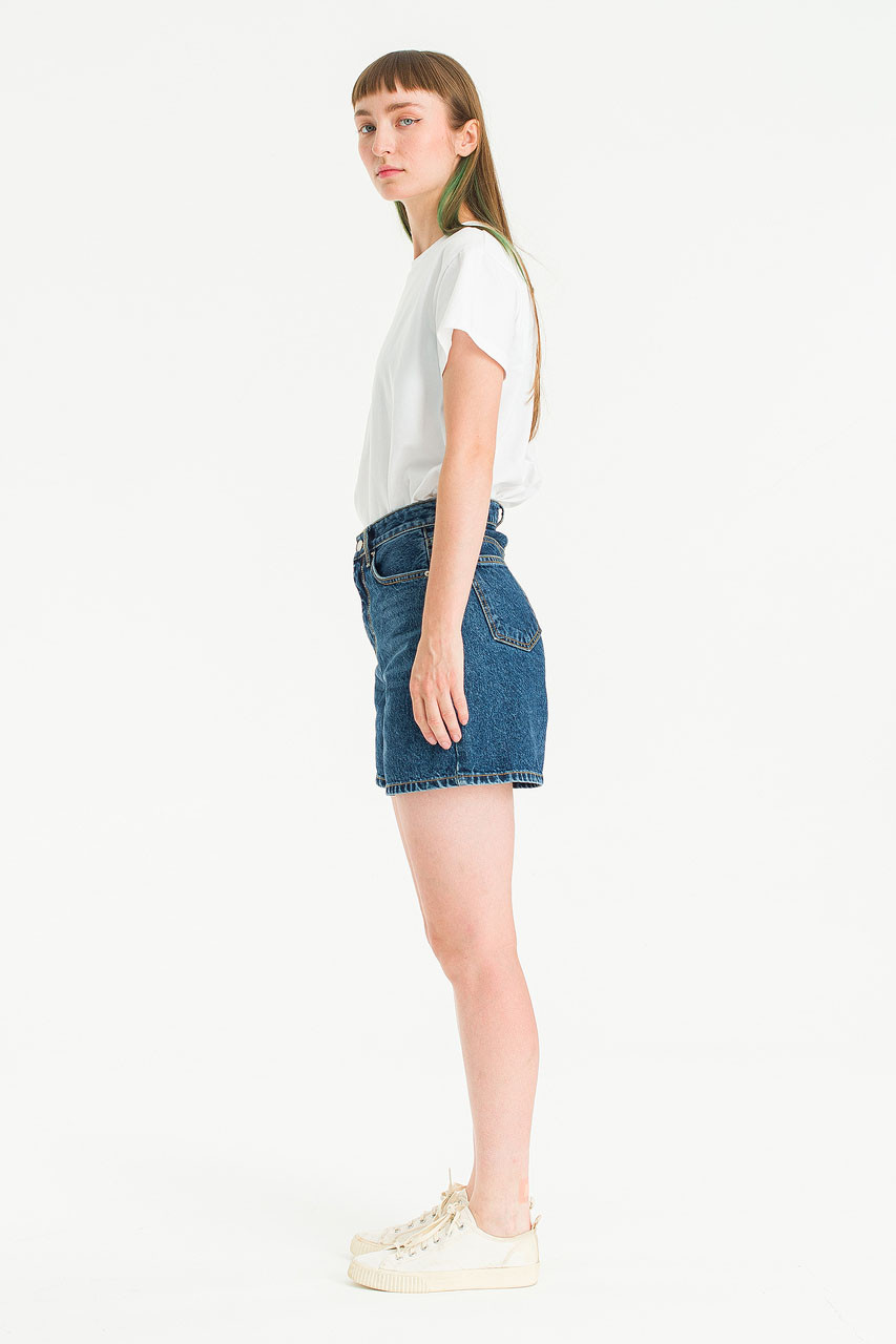 Outline Denim Shorts, Mid Blue