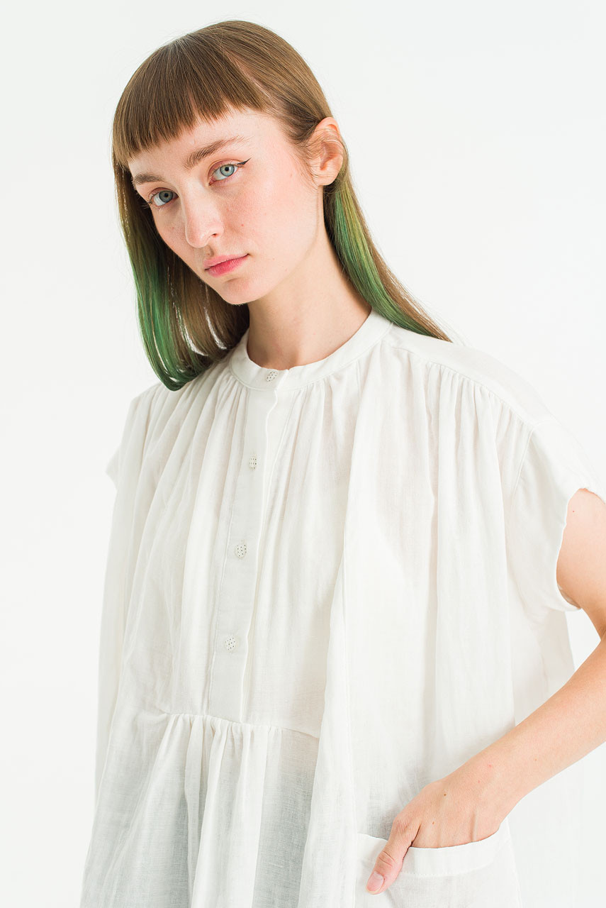 Moon Boxy Cotton Blouse, White