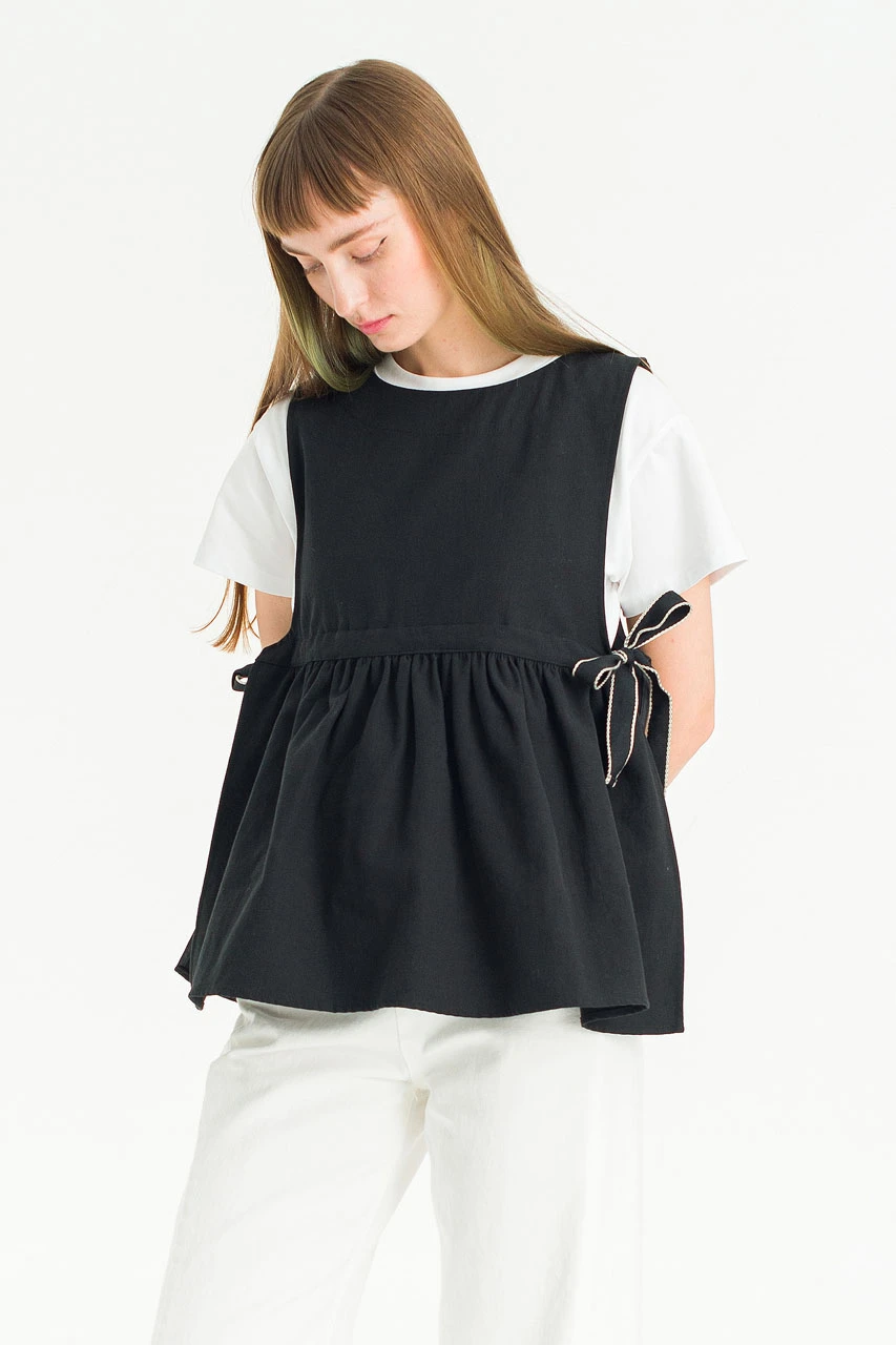 Faye Ribboned Vest, Black