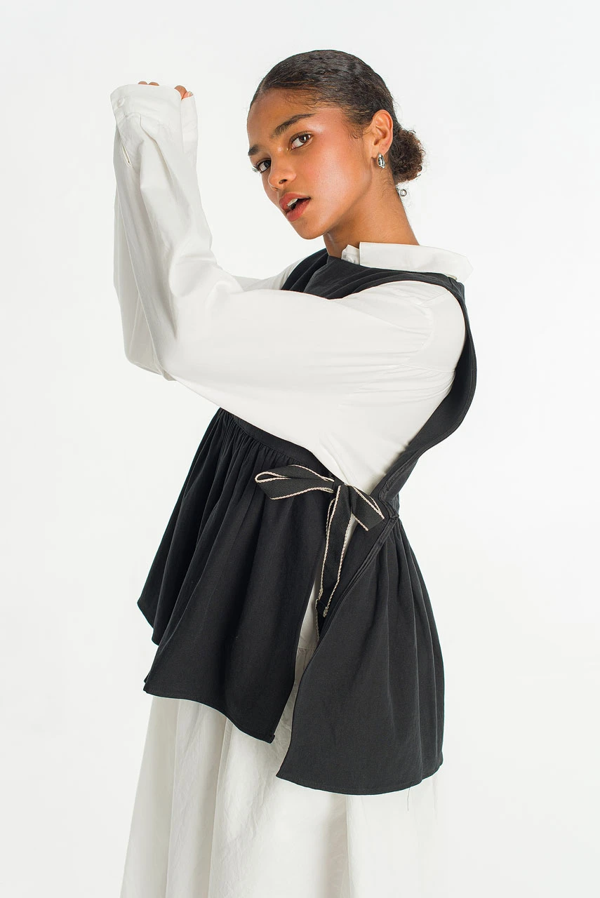 Faye Ribboned Vest, Black