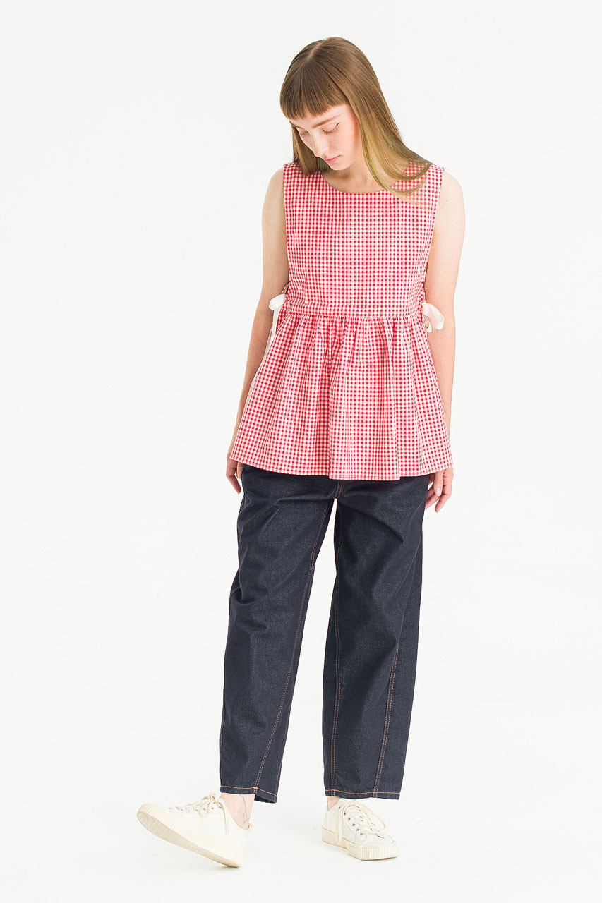 Ribboned Vest, Red Gingham