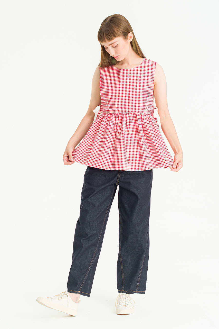 Ribboned Vest, Red Gingham