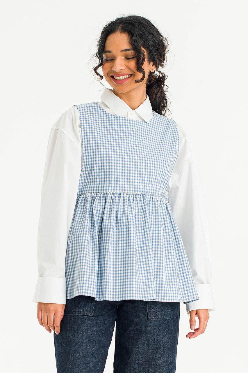 Faye Ribboned Vest, Blue Gingham