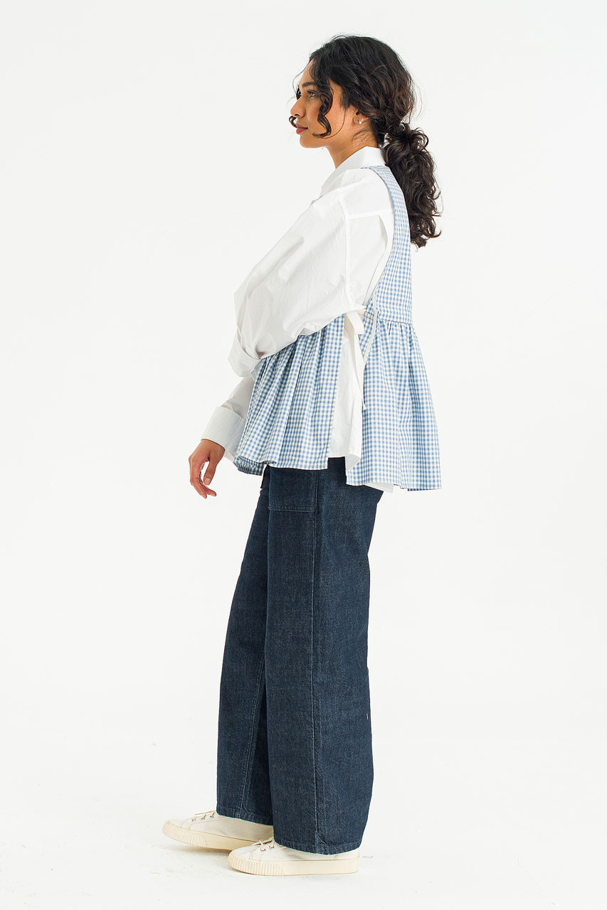 Faye Ribboned Vest, Blue Gingham