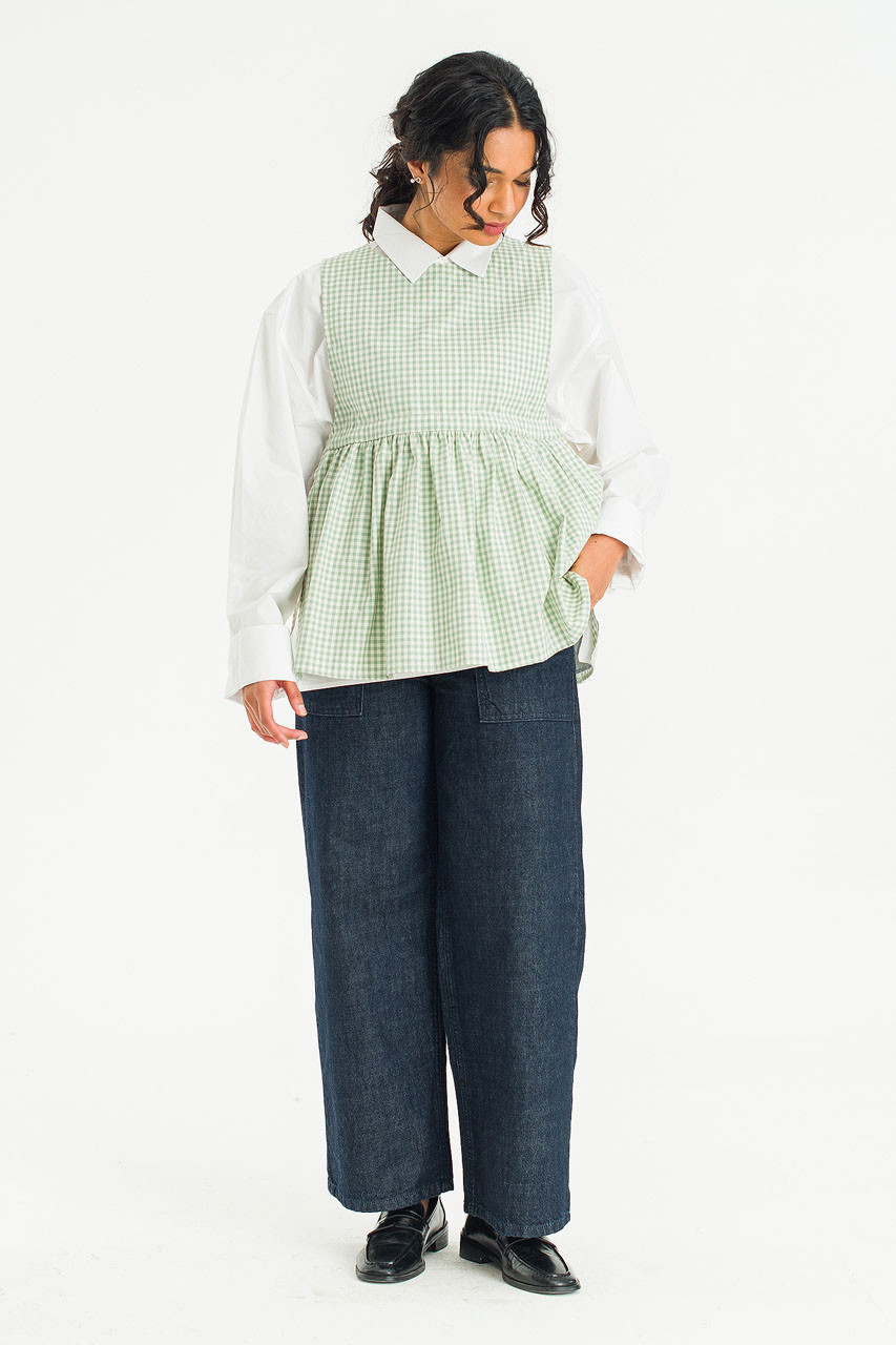 Faye Ribboned Vest, Mint Gingham