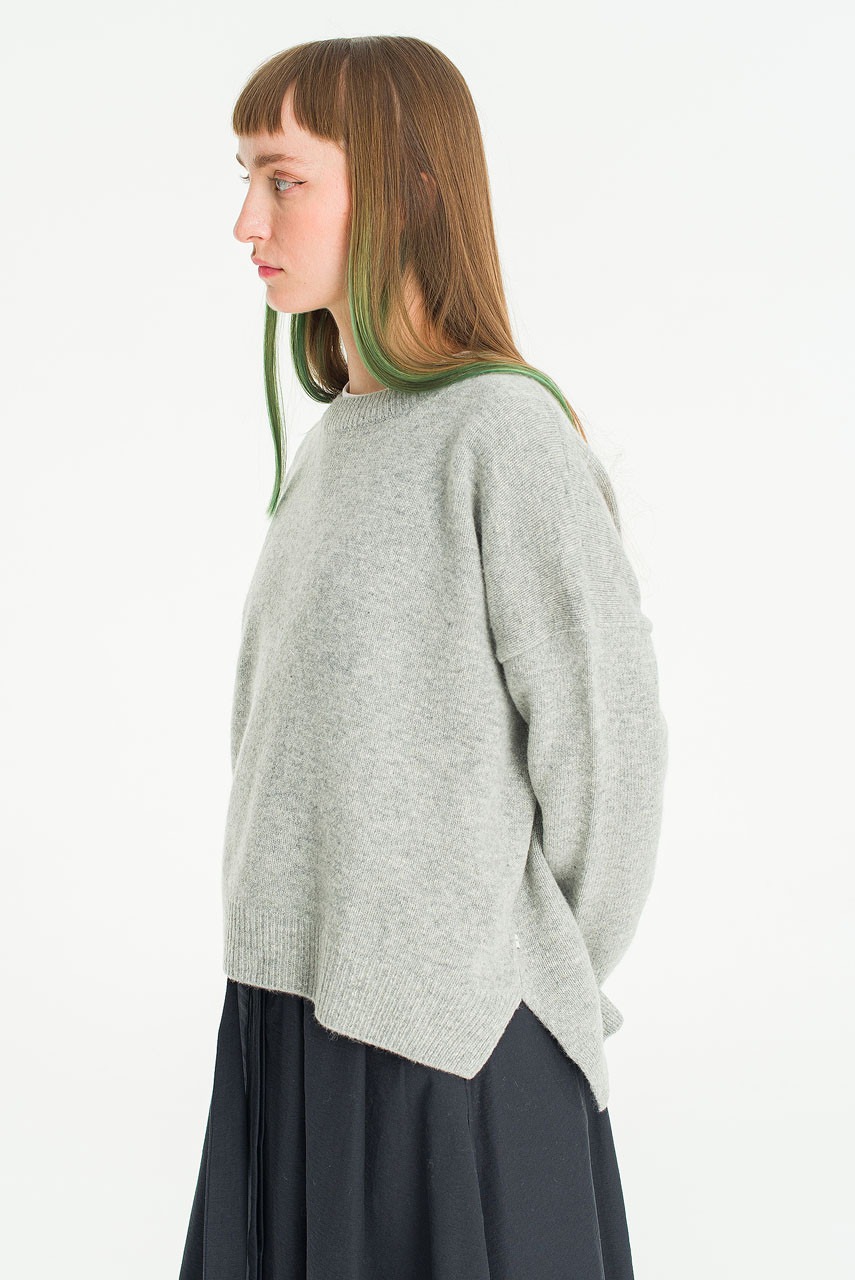 Boucle Round Neck Jumper, Soft Grey