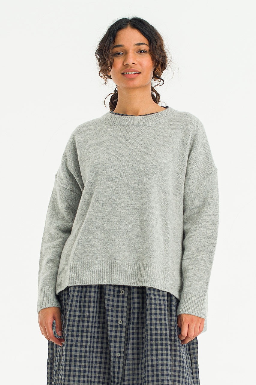Round Neck Jumper, Soft Grey