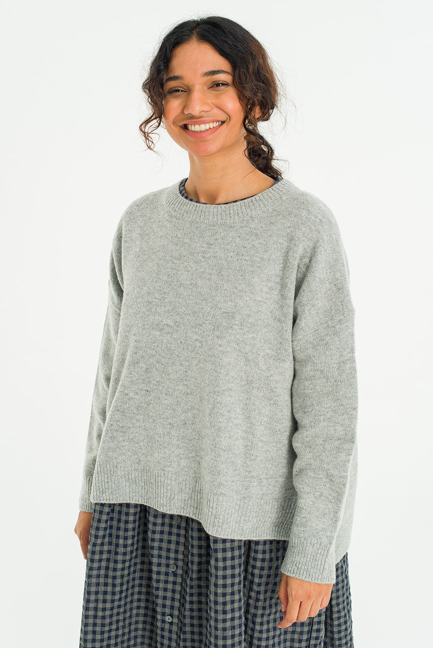 Round Neck Jumper, Soft Grey