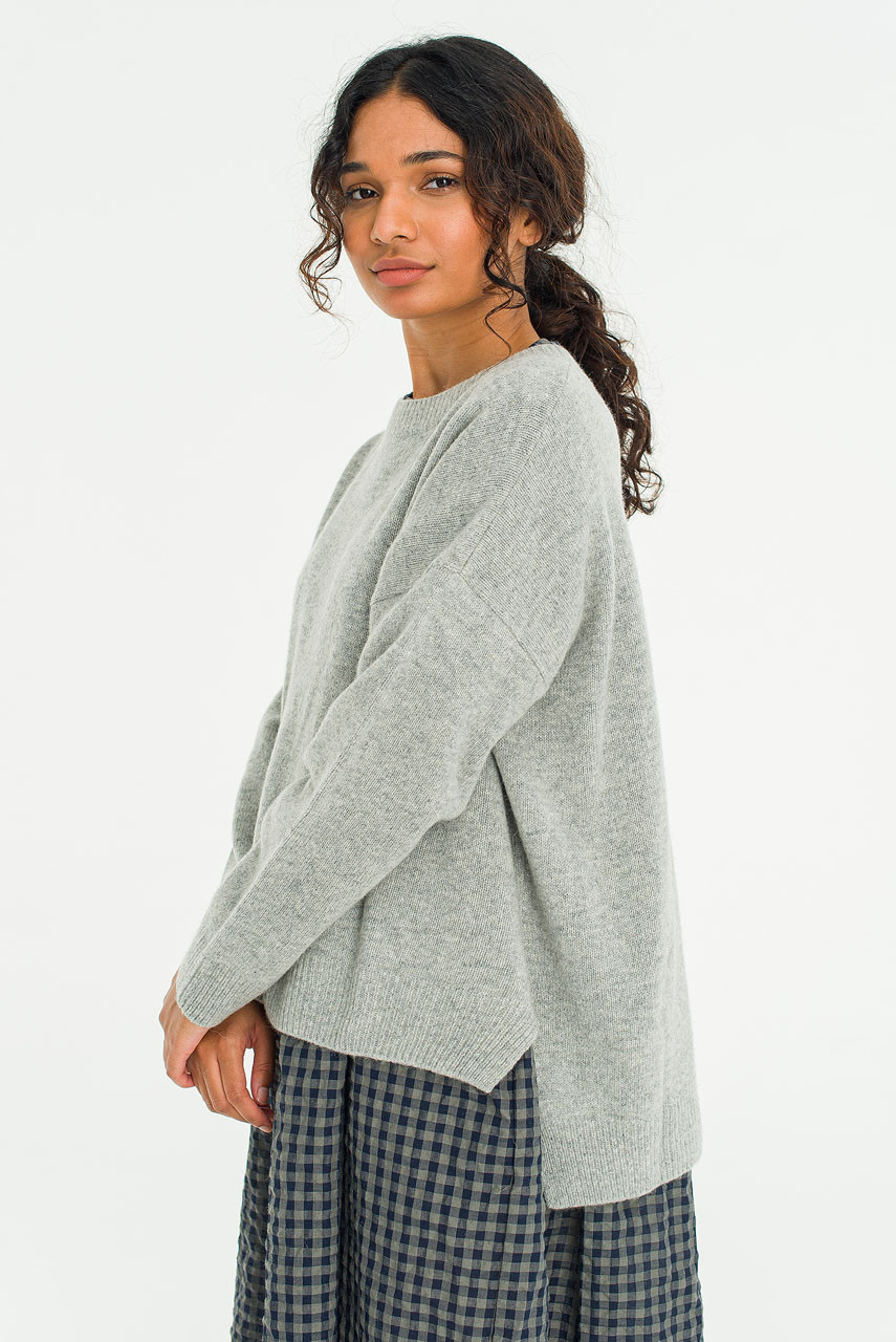 Round Neck Jumper, Soft Grey