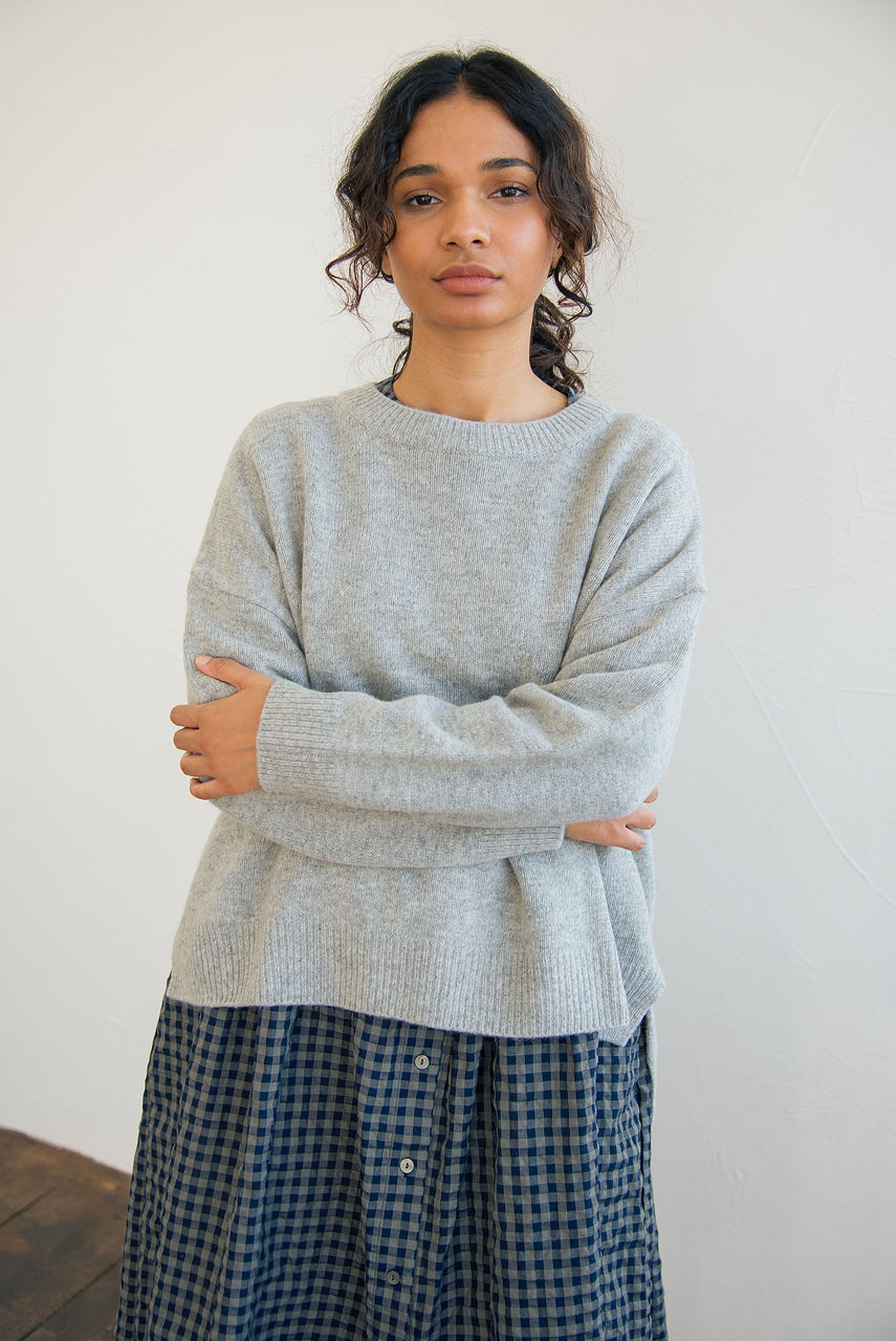 Round Neck Jumper, Soft Grey