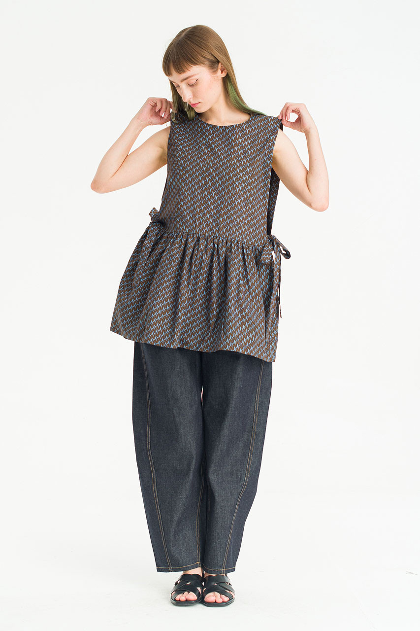Geo-Ribboned Vest, Brown