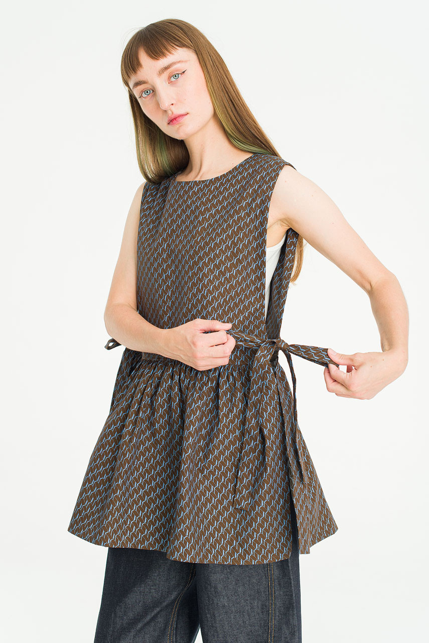 Geo-Ribboned Vest, Brown