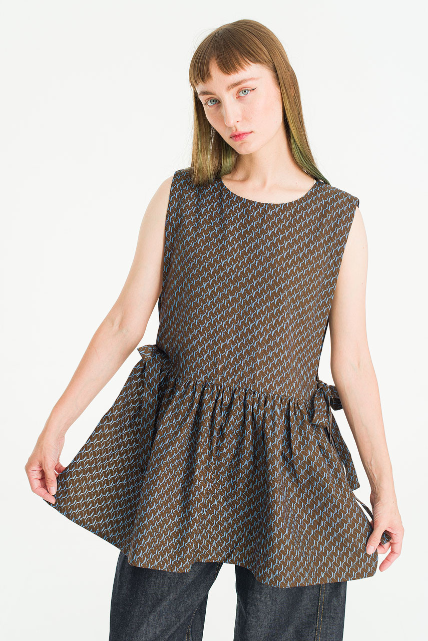 Geo-Ribboned Vest, Brown