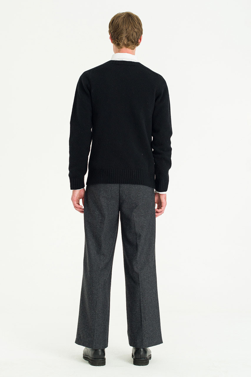 Menswear | Brushed Shetland Crew Neck Jumper, Black