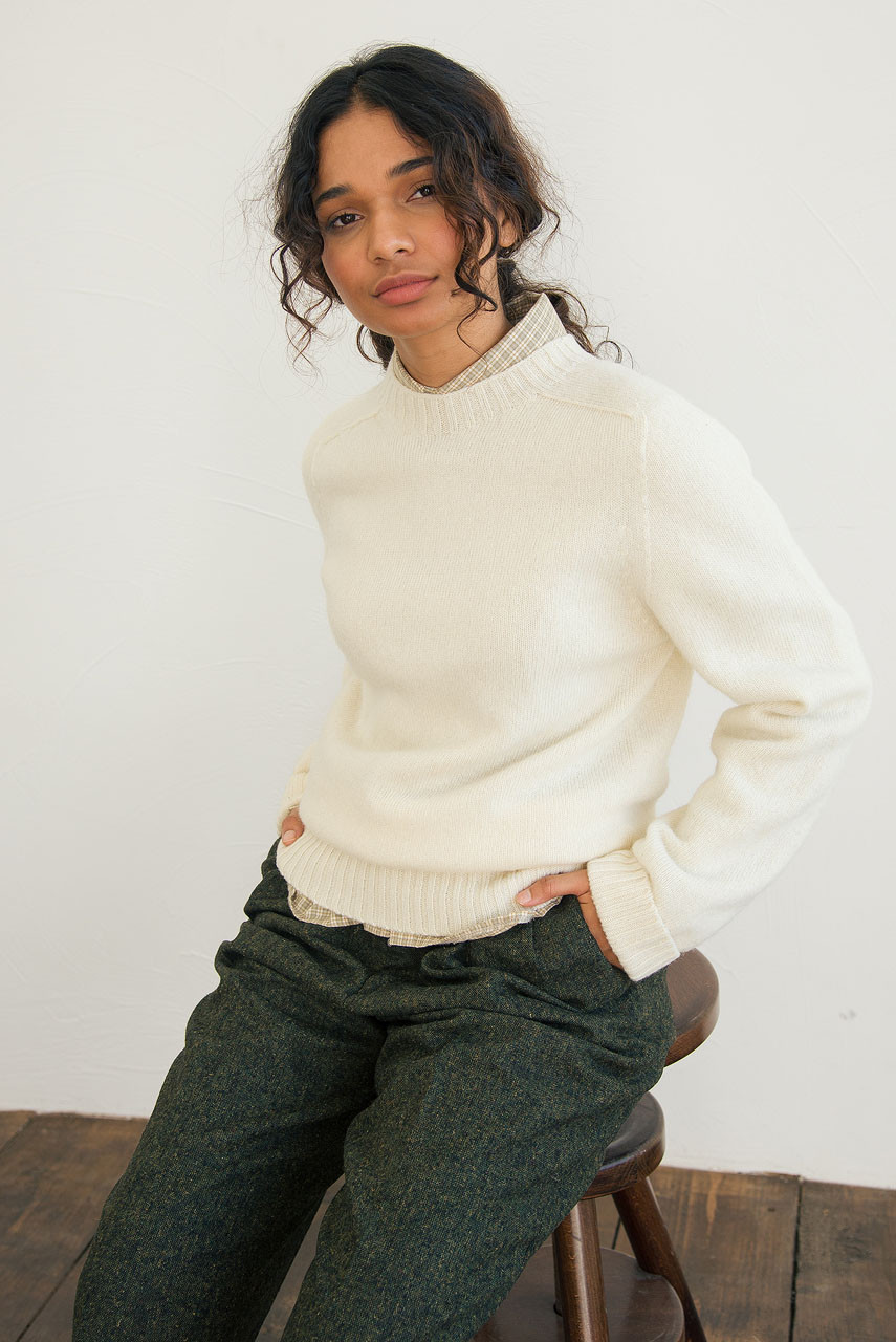 Lochfield Wool Seamless Jumper, Winter White