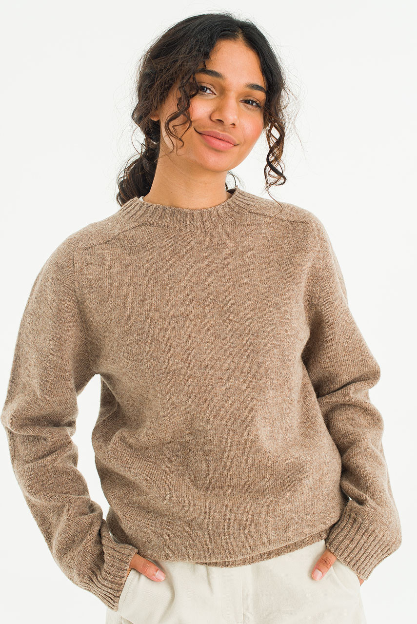 Lochfield Wool Seamless Jumper, Brown