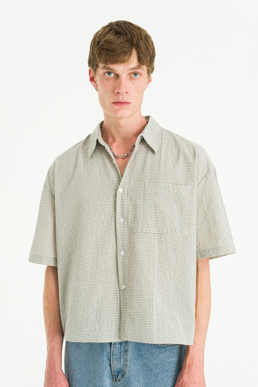 Menswear | Boxy-Crop Shirt, Sky Blue