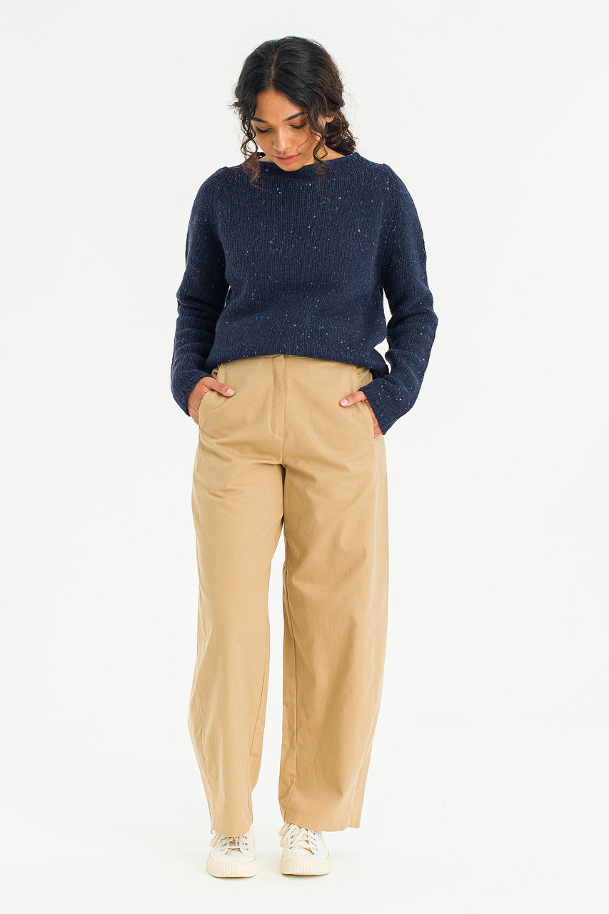 Verde Barrel Cotton Pants, Beige