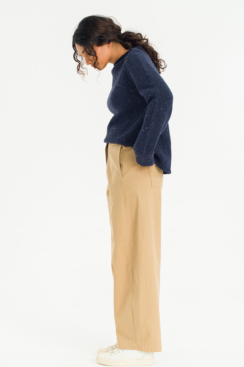 Verde Barrel Cotton Pants, Beige