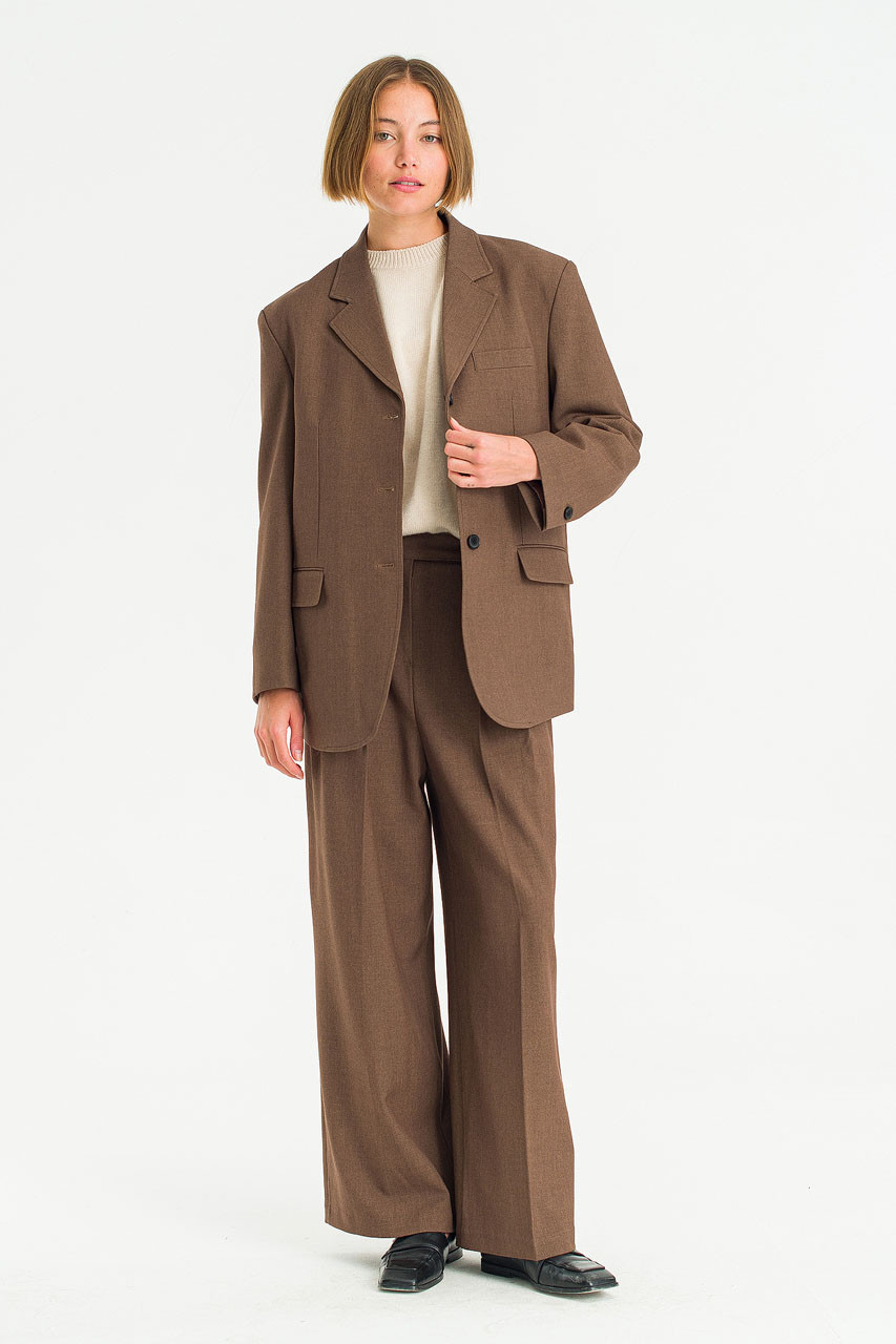 Refined Three Buttons Blazer, Amber Brown