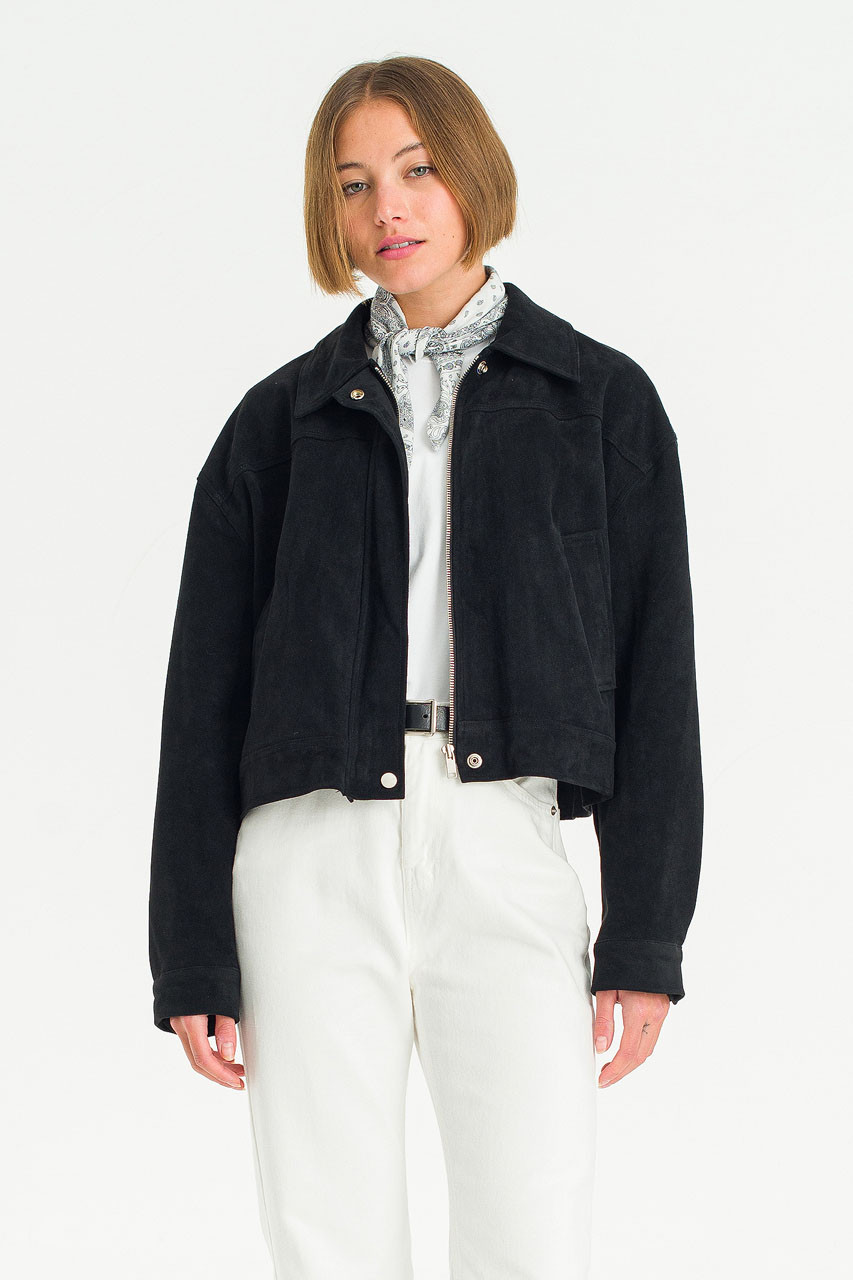 Suede Horizone Blouson, Black