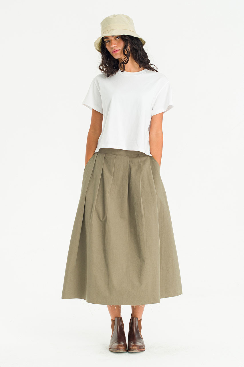 Kyoko Cotton Flare Skirt, Khaki