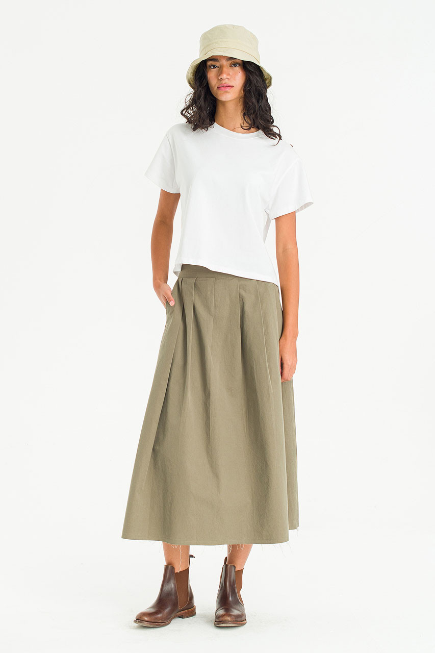 Kyoko Cotton Flare Skirt, Khaki