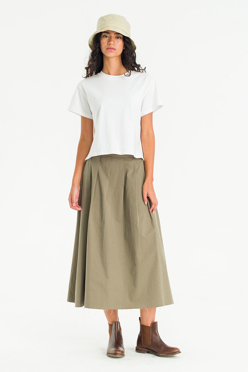 Kyoko Cotton Flare Skirt, Khaki