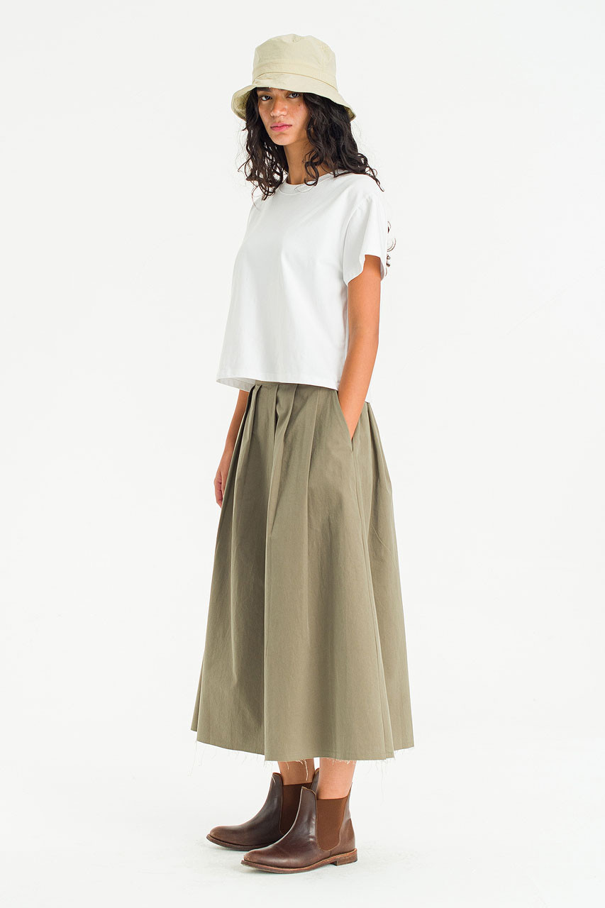 Kyoko Cotton Flare Skirt, Khaki