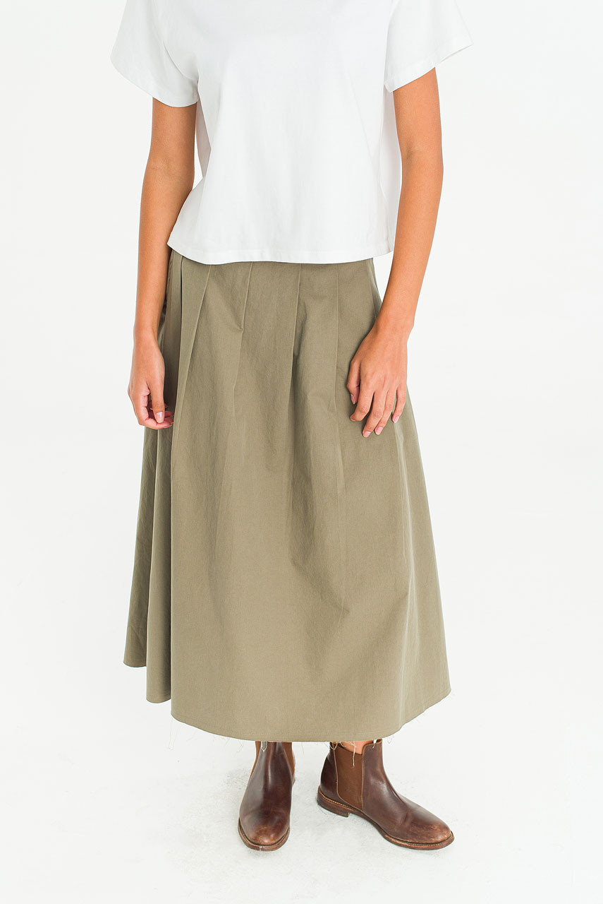 Kyoko Cotton Flare Skirt, Khaki