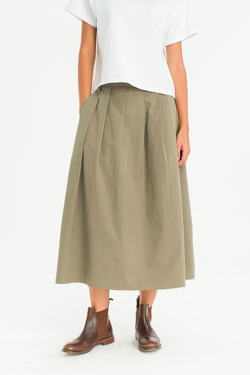 Kyoko Cotton Flare Skirt, Khaki