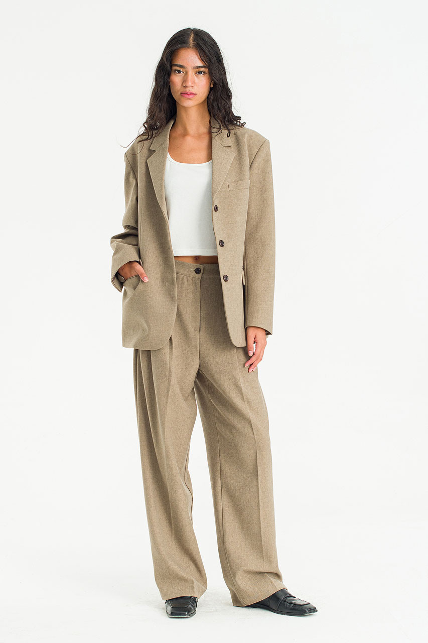 Framed Tailored Blazer, Beige