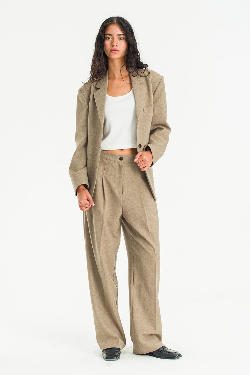 Framed Tailored Blazer, Beige
