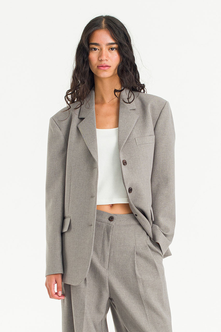 Framed Tailored Blazer, Grey