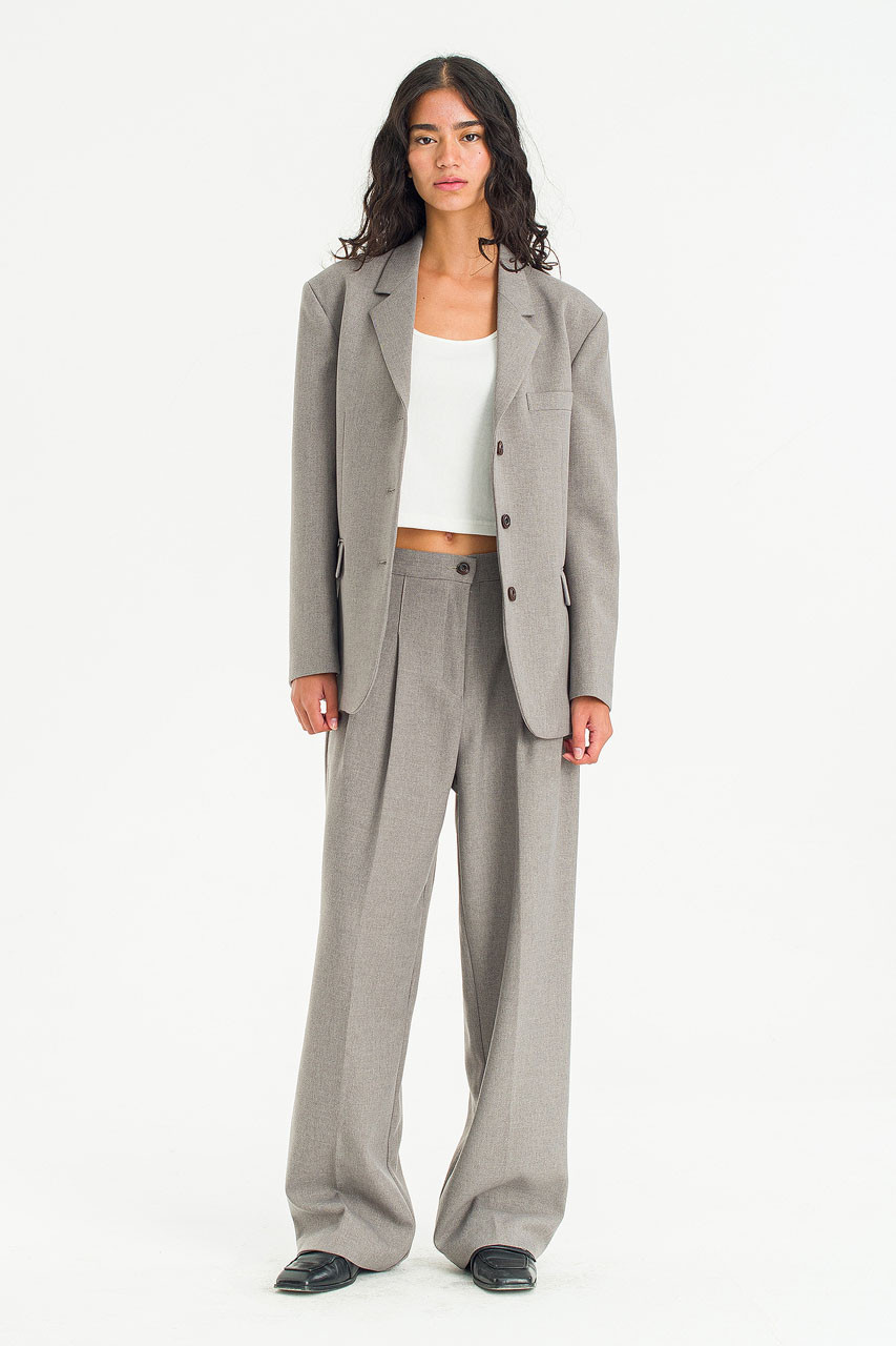 Framed Tailored Blazer, Grey