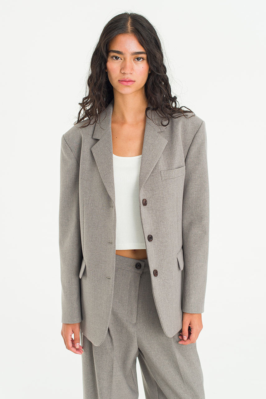 Framed Tailored Blazer, Grey