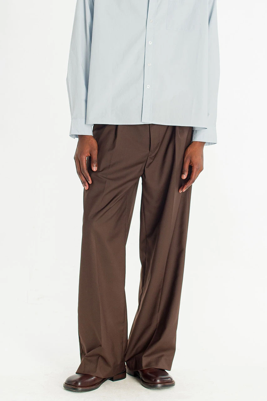 Menswear | Wide-Cut Suit Trousers, Dark Brown