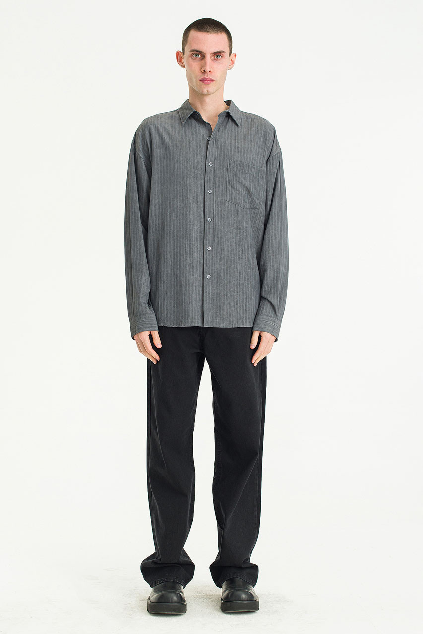Menswear | Pigment Striped Shirt, Charcoal