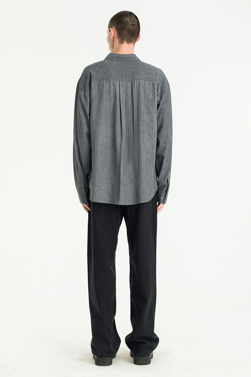 Menswear | Pigment Striped Shirt, Charcoal