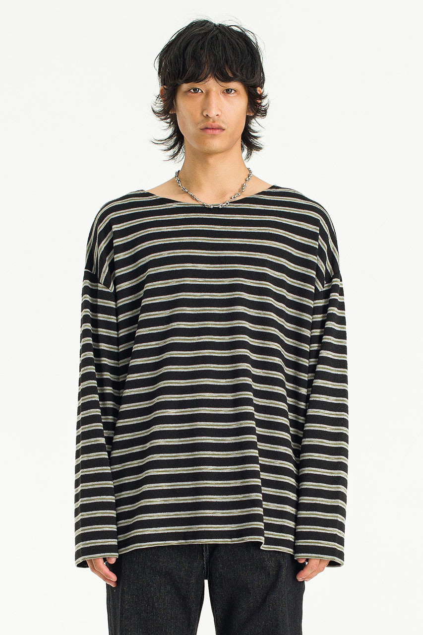 Menswear | Striped Knit Tee, Black