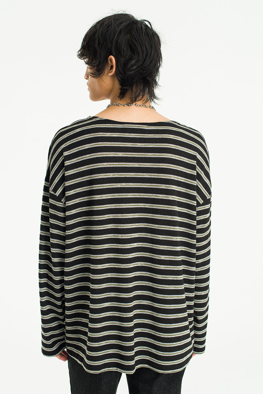 Menswear | Striped Knit Tee, Black