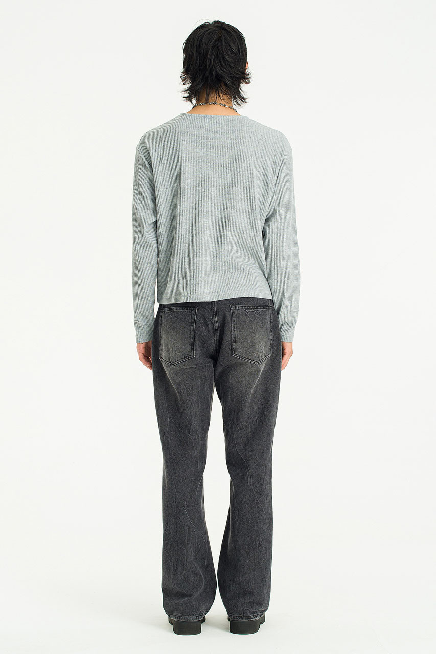 Menswear | Cropped Waffle Tee, Melange Grey