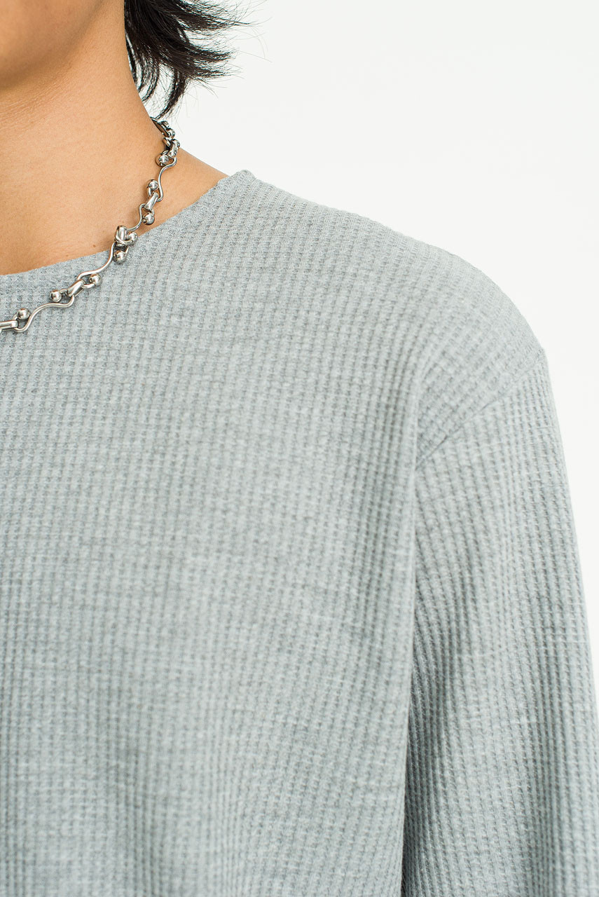 Menswear | Cropped Waffle Tee, Melange Grey