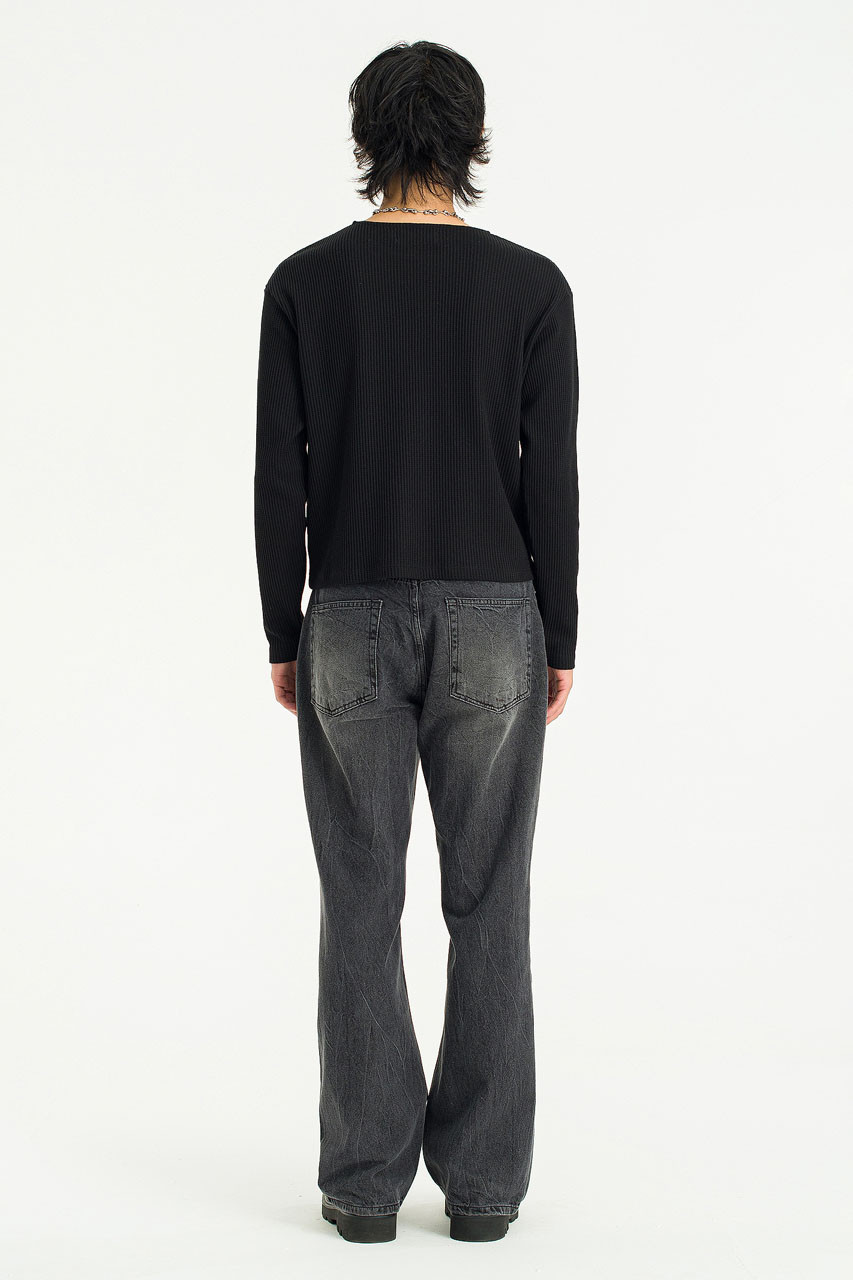 Menswear | Cropped Waffle Tee, Black