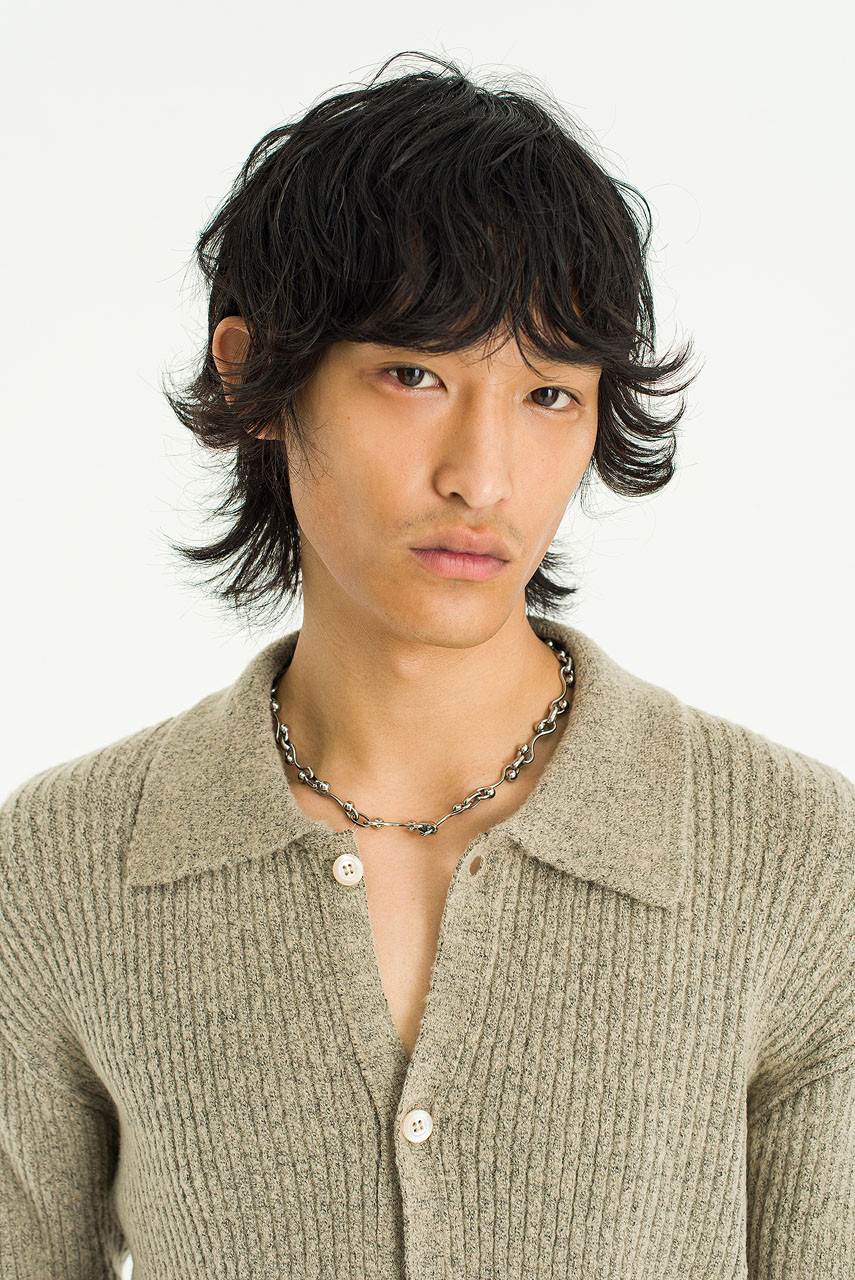 Menswear | Ribbed Polo Cardigan, Oat