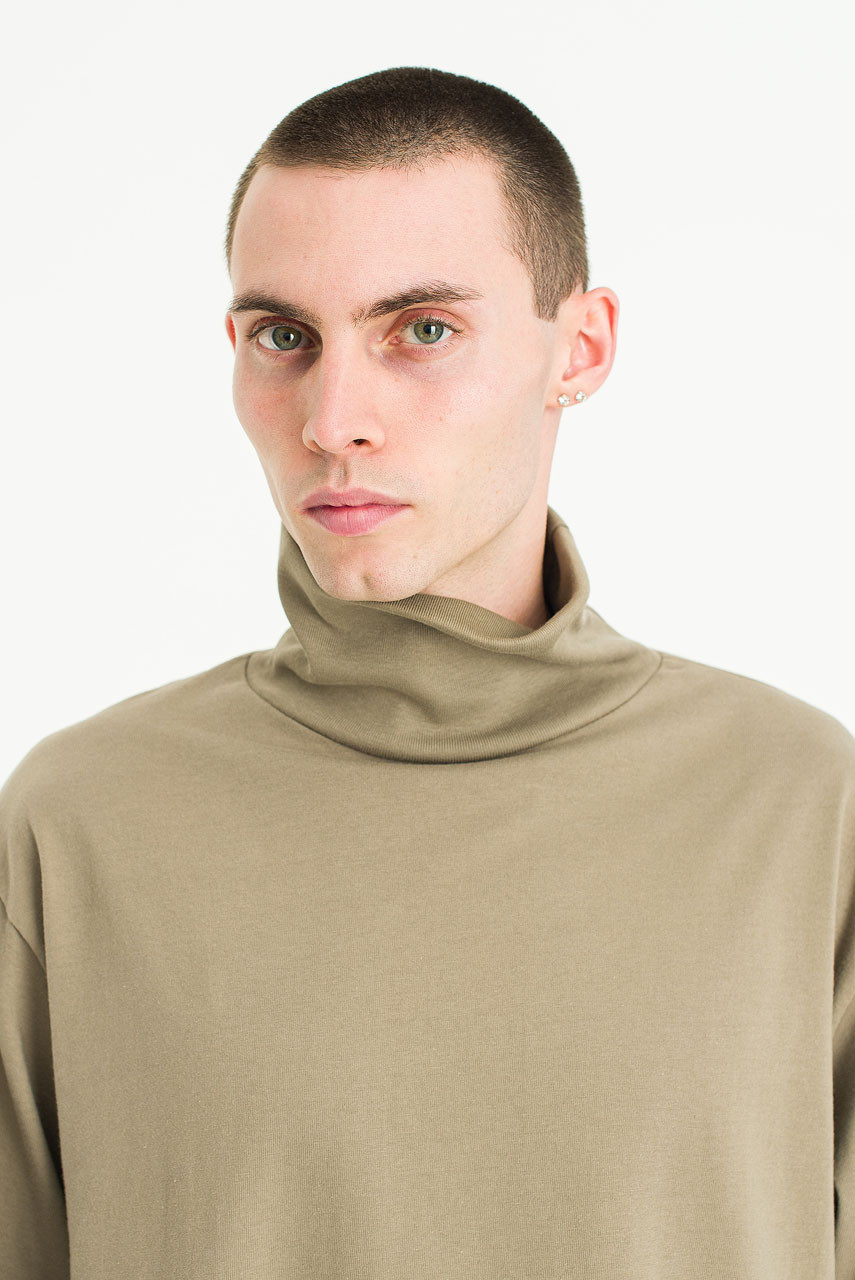 Menswear | Pop Mock-Neck Tee, Light Khaki