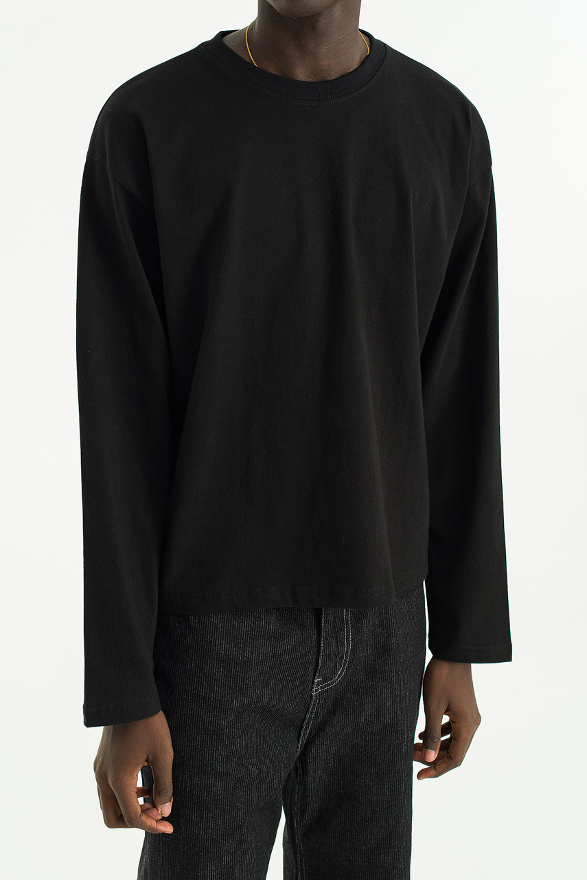 Menswear | Cropped Long-Sleeve Tee, Black