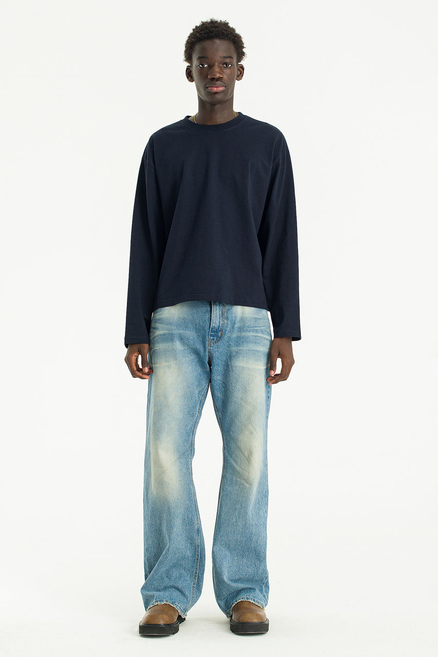 Menswear | Cropped Long-Sleeve Tee, Navy