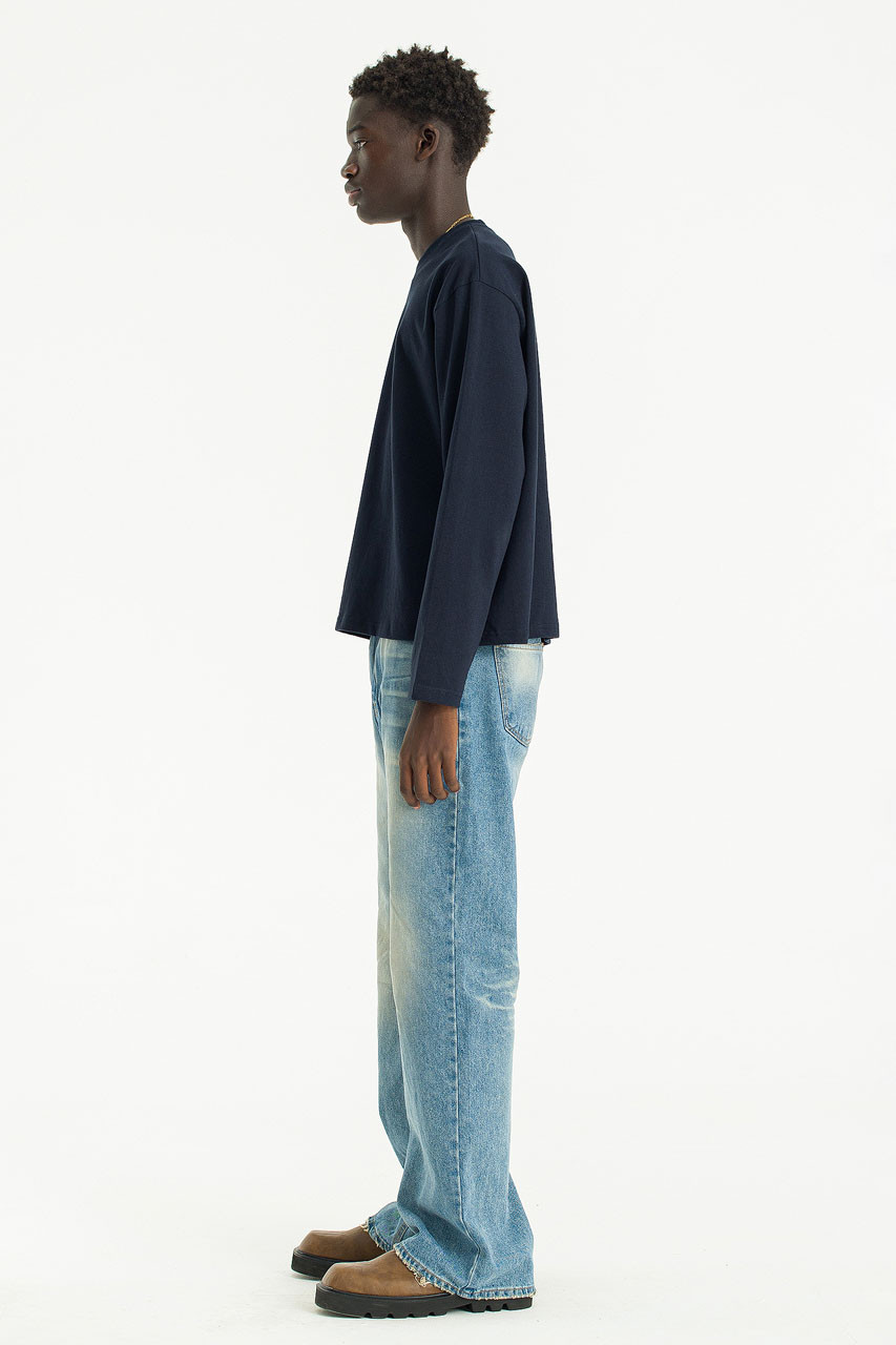 Menswear | Cropped Long-Sleeve Tee, Navy